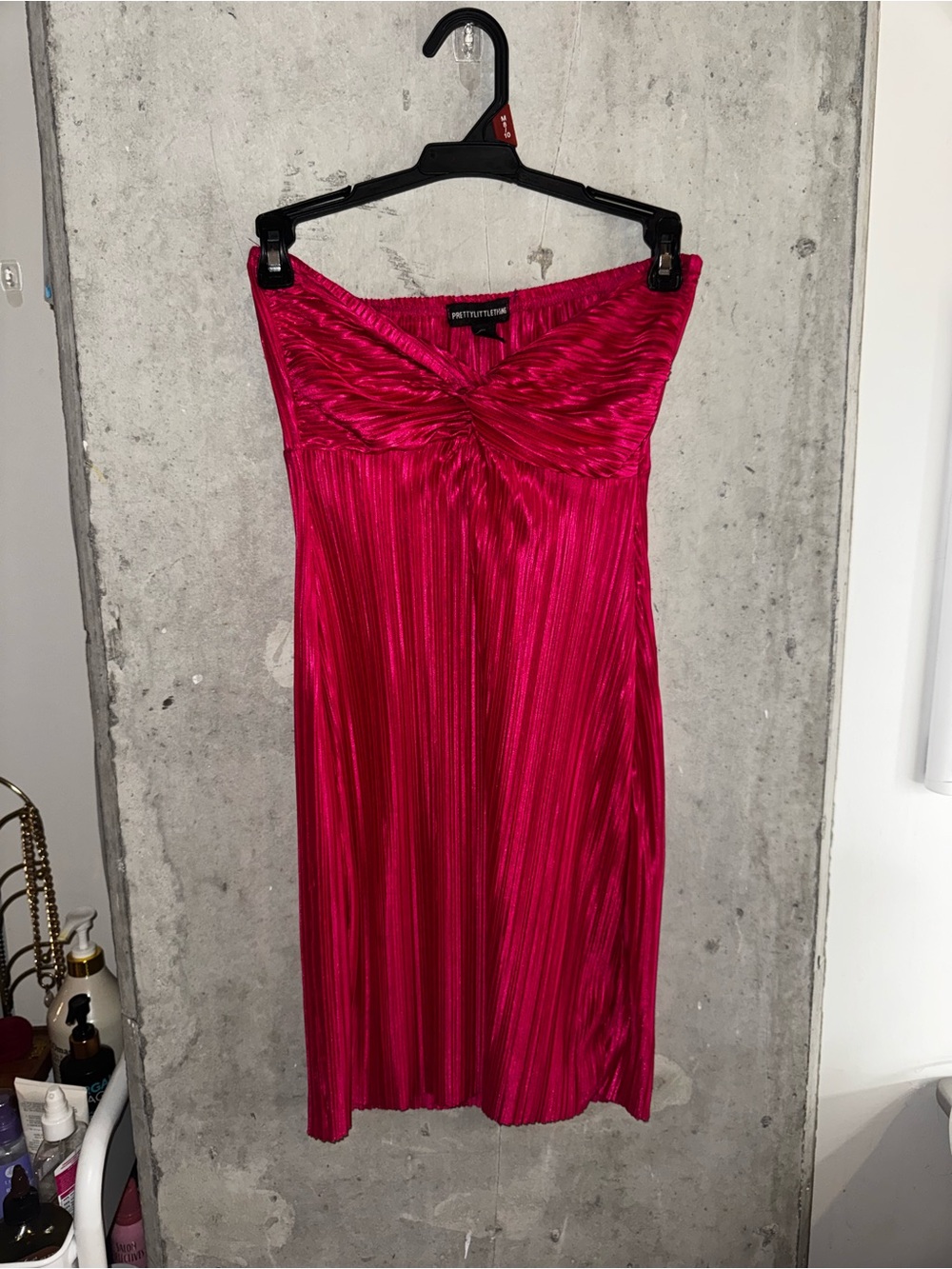 Strapless PrettyLittleThing Pleated Mini Dress